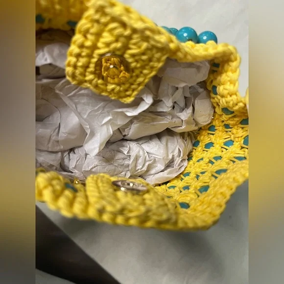 Lele Sadoughi Sunflower Beatrix Crochet Bag With Stone beaded embellishments - Picture 4 of 14